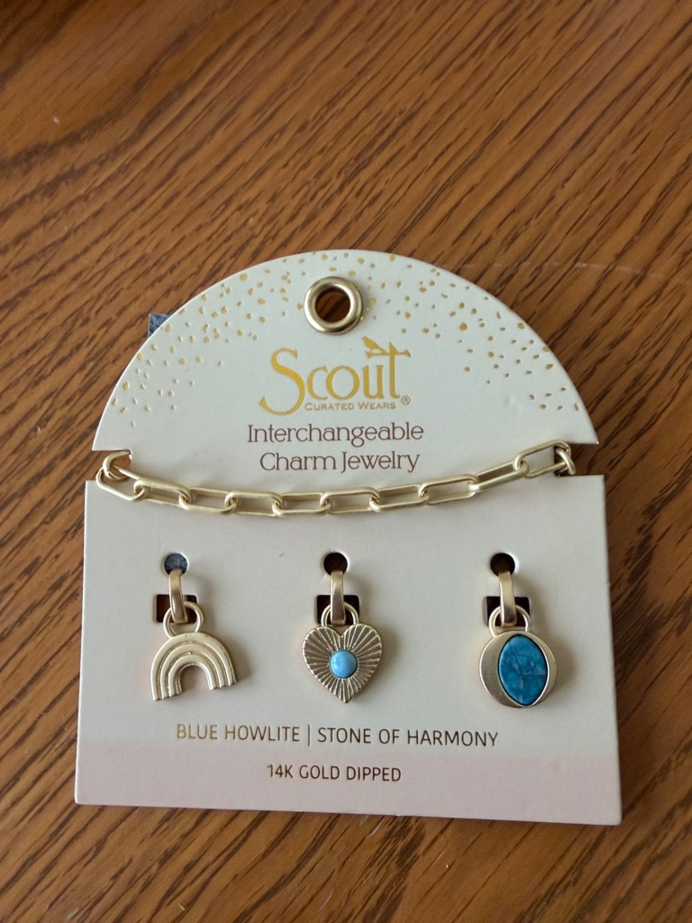 Scout Gold-Dipped Charm Bracelet with Blue Howlite Accents